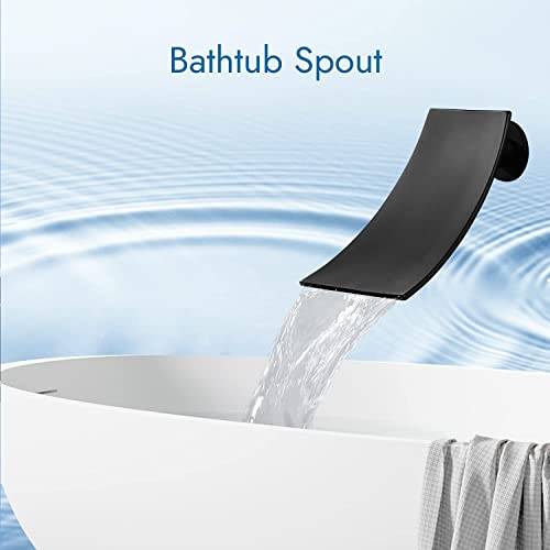 Robinet de baignoire cascade noir mat mural en laiton avec douchette