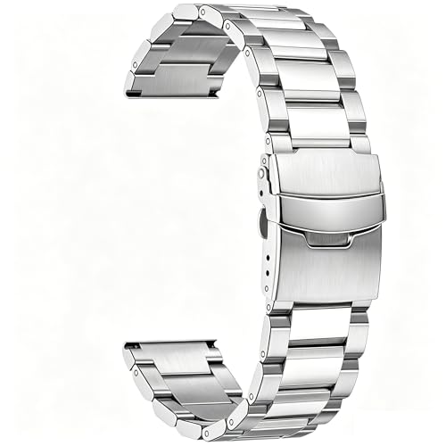 Image of Juntan 18mm 20mm 21mm 22mm 24mm 26mm Classic Stainless Steel Watch Band Silver Black Grey Blue Gold Brushed Metal Watch Strap for Women Men Watch Replacement Band Double Buckle