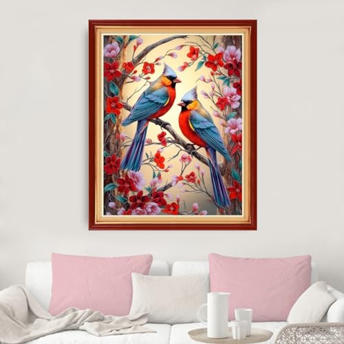 Image of Dimxvean Stamped Cross Stitch Kits,Cross Stitch Kits for Adults Beginners,Embroidery Kits Full Range of Cross Stitch Stamped Kits Needlepoint Kits Cross Stitch Patterns-Flower Birds 16x20 inch