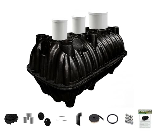Natotela 264gal Underground Septic Tank Kit-68.3x38.8x36.2in Plastic Septic Tank System Rectangle Anti Corrosion PP Septic System with Riser and Manhole Covers for 3-5 Persons