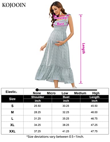 Women's Maternity Dress Boho Spaghetti Strap Square Neck Floral Ruffle Nursing Maxi Dress Baby Shower Casual Light Green Floral Print L #TOP6