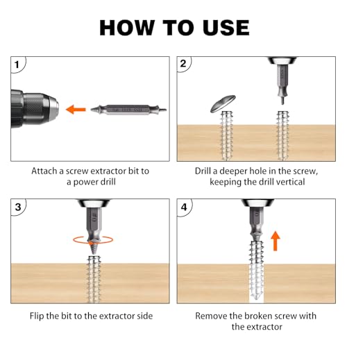 Valkynos Gifts for Men, Damaged Screw Extractor Set 6 Pcs, Valentine\'s Day Gifts for Him, Husband, Stripped Screw Nuts Bolts Drill Bit Tool, Easy Out Removal of Rusty Broken Mechanical Accessories - Thumbnail 2