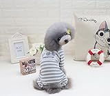 ZUNEA Gestreifter Schlafanzug für kleine Hunde, Baumwolle, Welpenanzug, Sweatshirts, Outfits, gemütlich, weich, Freizeit, Herbst, Haustier, Katze, Hundebekleidung, Grau, Größe M