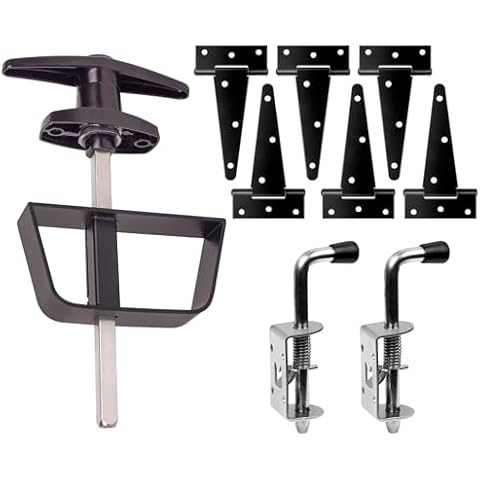 Shed Door Hardware - Complete with Hinges, Latches, and T-Handle Lock - Includes Window and Door/Window Hinge Set, for Gates, playrooms Cover