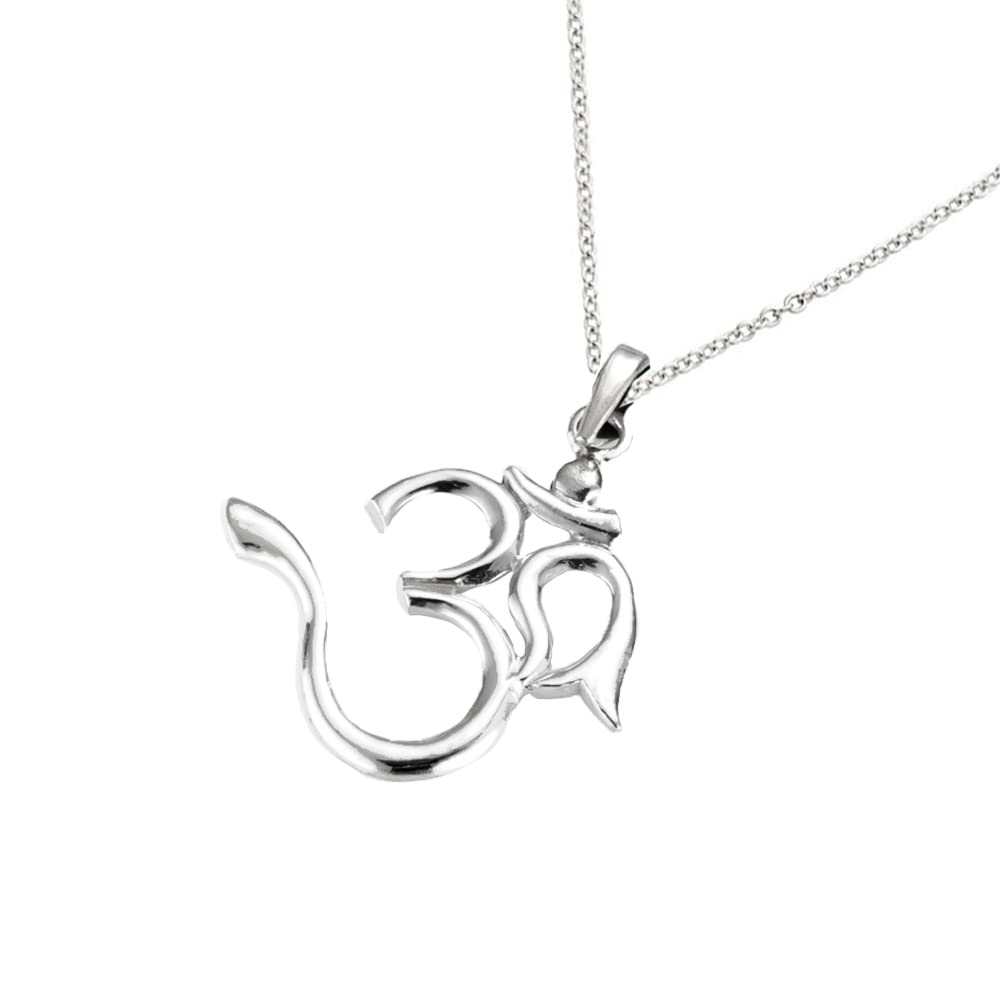 Treasure Bay Yoga Aum Om-Symbol-Anhänger für Damen, 925er Sterlingsilber, 45,7 cm