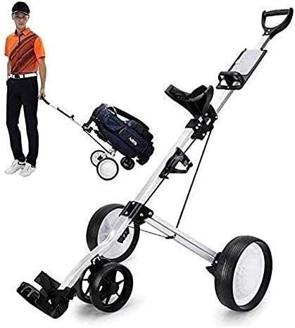 DYB Golf Push Cart Trolley Golf Trolley 4 Wheel Golf Push Cart with Cup Holder and Scorecard Rack, Folding Portable Pull Caddy Cart Club Bag Trolley, Easy Carry and Assembly