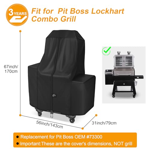 Image of Kipiea 600D Pellet Grill Cover for Pit Boss Lockhart, Waterproof BBQ Smoker Cover, UV Resistant, No Tear, No Fading