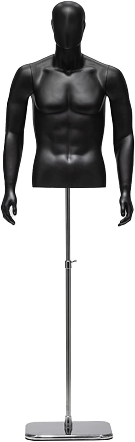 CONGRUI Male Mannequin with Silver Base Detachable Arm Head Realistic Display of Retail Manikin(Black)