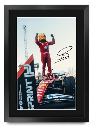 HWC Trading Lewis Hamilton Ferrari Gifts Printed Signed Autograph Picture for F1 Formula 1 Racing Fans (ID-000129) - 16" x 12" Framed