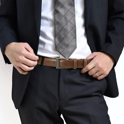 Image of Contacts Men's Genuine Leather Pin Buckle Belt | Leather Belt for Men Classic Designs for Work & Business Casual