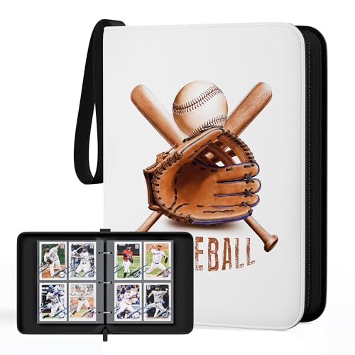 Image of Kabinka 4 Pocket Baseball Card Binder, 400 Standard Cards Sports Card Binder with Zipper, Protective Trading Card Binder Collector Organizer for Baseball Sports Cards TCG (Baseball 2)