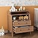 UbabyNest Changing Table Dresser with Foldable Tabletop, Baby Dresser with 2 Wide Drawers & Open Storage Space, Modern Diaper Changing Station, Perfect for Nursery, Natural Wood (Pad Not Included)