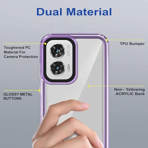 Image of amazon basics Back Case Cover for Motorola G96 5G | Compatible for Motorola G96 5G Back Cover | Case Cover with Camera Protection | (TPU + PC | Translucent Purple)