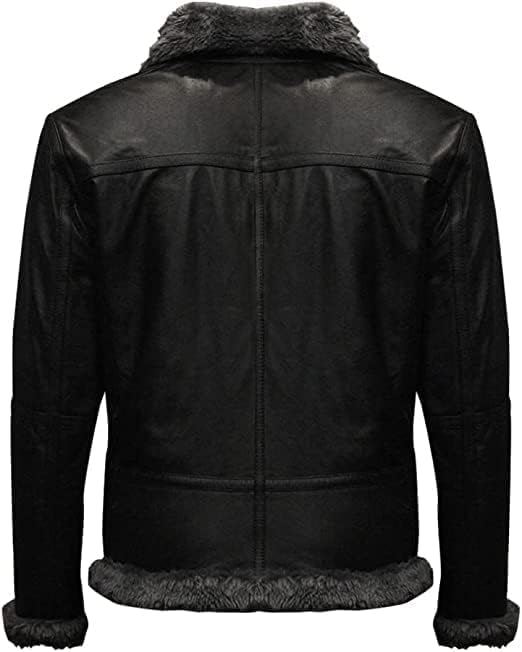 Image of Men's B3 Real Leather Aviator Bomber Jacket with Faux Shearling, RAF Winter Coat