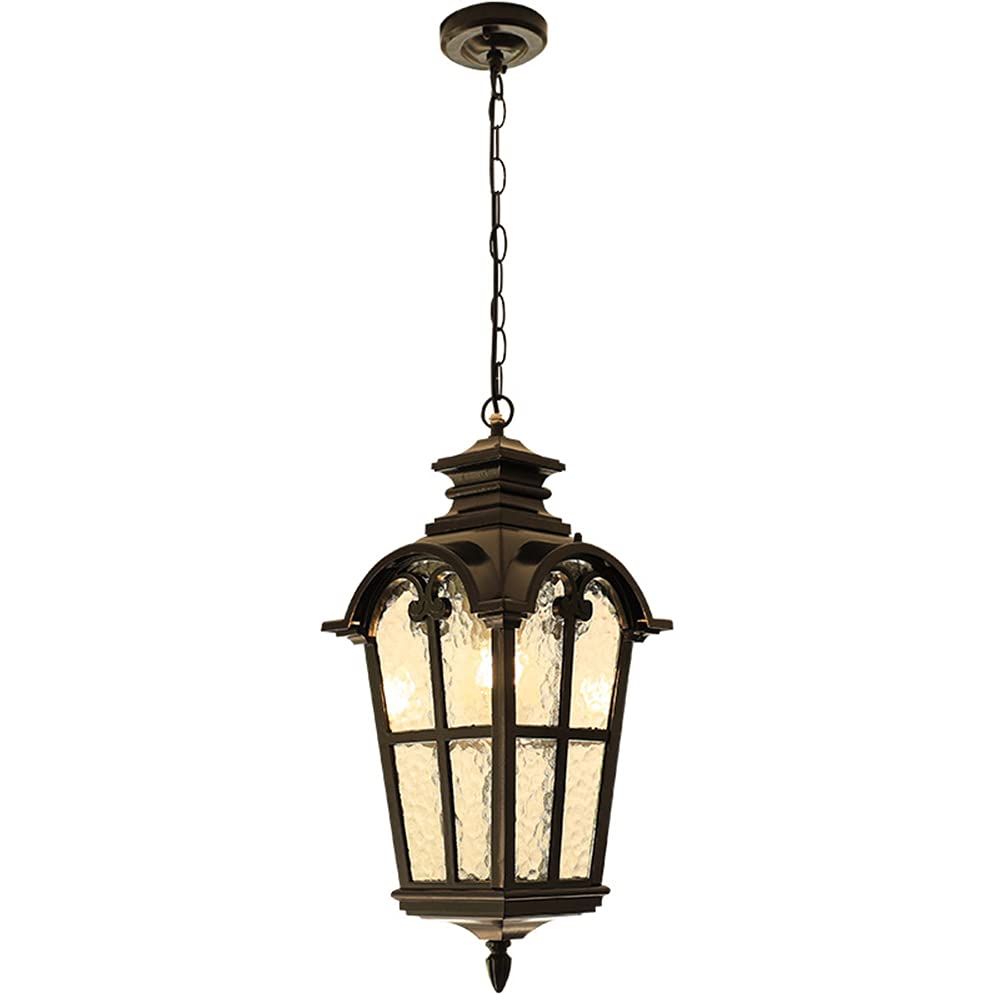 Lámpara colgante de exterior rústica en antigüedad, con cadenas de metal luces de techo de suspensión,E27 230V lámpara de techo iluminación de patio jardín porche corredor villa Gazebo luz 16 * 34 Cm
