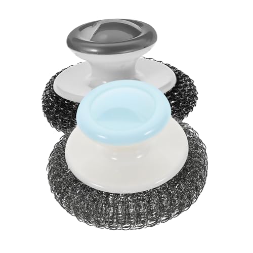Gogogmee 2pcs Steel Ball Brush Dish Scrubber Brush Dish Scrub Brush Dishwashing Brush Cutlery Dish Brush Scrubbing Brush Kitchen for Dishes Pan Scrubber with Handle Dishes Brush Cleaning Pp