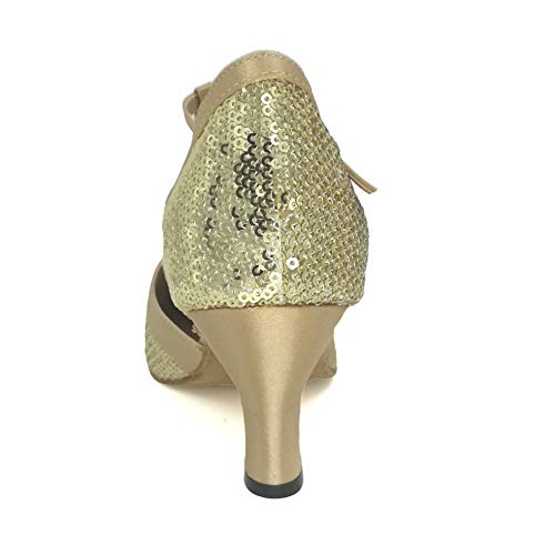 Women's Suede Sole Performance Sequins Ballroom Dance Shoes Latin Salsa Wedding Shoes3