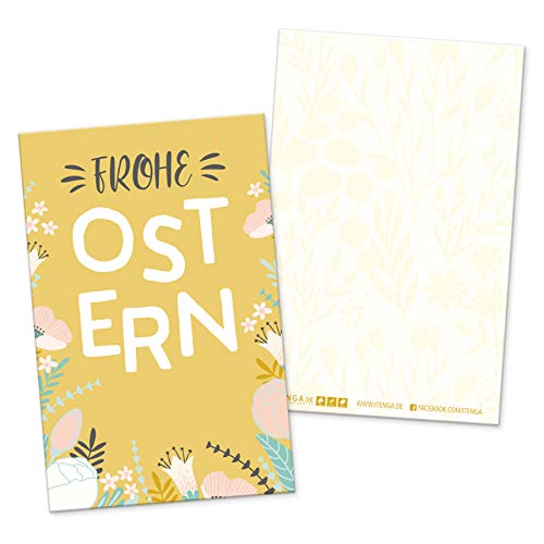 itenga 24 x Geschenkekärtchen Frohe Ostern im Visitenkartenformat Mini Osterkarte pastell 4 Motive Geschenkanhänger für kurze Texte Namensschild