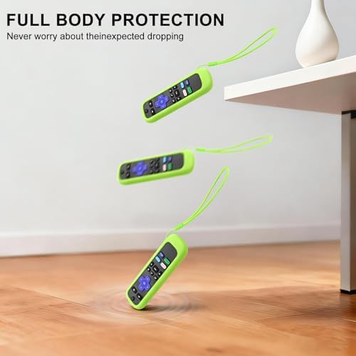 2 Pack Remote Cover for Hisense TCL Roku TV, Universal Silicone Replacement Remote Case Compatible with Roku Voice Remote, Glow in The Dark (Blue+Green) - 4