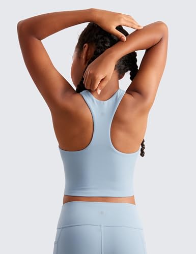 Image of CRZ YOGA Girls Butterluxe Double Lined Crop Tank | Dance, Extremely Soft, Tight Fit, High Neck, Athletic, Sleeveless Tops for Teen