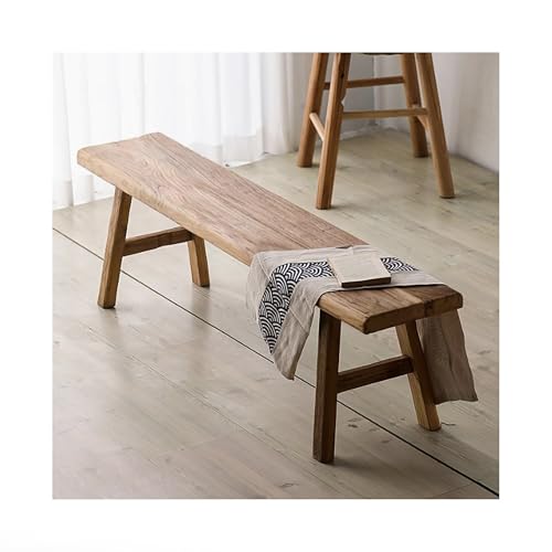 Banco de madera para entrada de diseño robusto en madera maciza rustica sin brazos 2