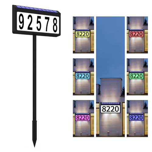 IVWVI Solar Address Sign, Larger Size House Number Plaque with stake
