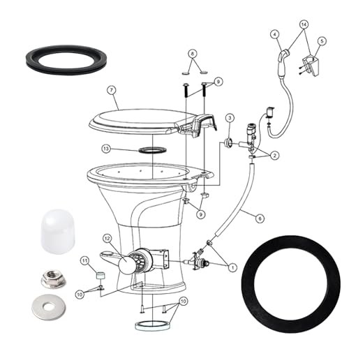 Image of 3 Inch Socket RV Toilet Flange & RV Toilet Seal Kit, Fit for RV 300 /310 /320 RV Toilets, RV Toilet 3-in-1 Kit Replaces 385345892 Flange & 385311652 & 385311658 RV Toilet Seal