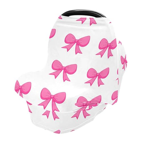 Nesatuwa Baby Car Seat Cover Beautiful Bow Tie Breastfeeding Covers Stretchy Breathable Multi-Use Cover Carseat Canopy for Girls and Boys