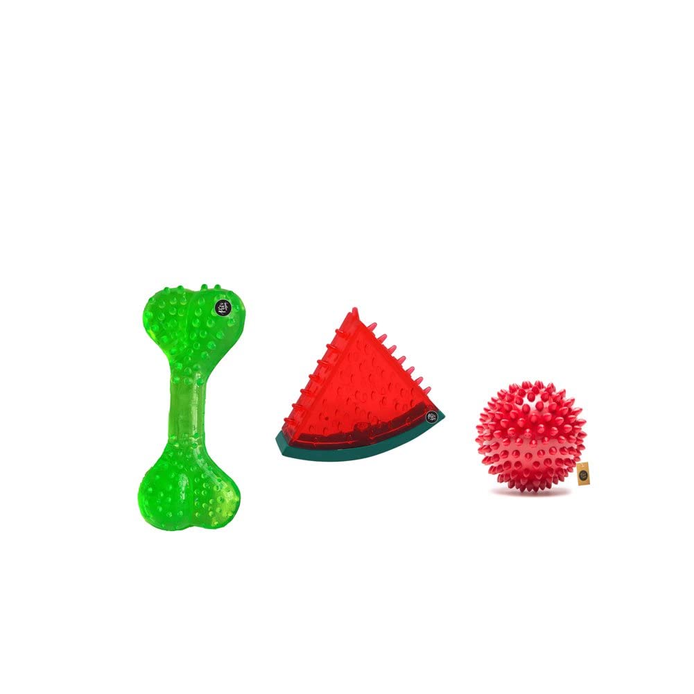 The Pets Company Rubber Dog Chew Toy Combo (TPR Dog Bone 6" + Dog Spike Ball 3"+ Squeaky Watermelon Dog Toy 6") | Teething Toys for Puppies & Small Dogs (B0BMLH4MVQ) Amazon Price History, Amazon Price Tracker