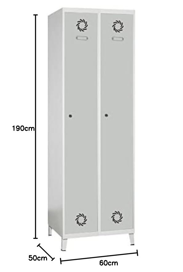 Taquillas Metálicas Soldada 1 Puerta Gris y 2 Cuerpos Gris. Dim: 1900 mm x 600 mm x 500 mm