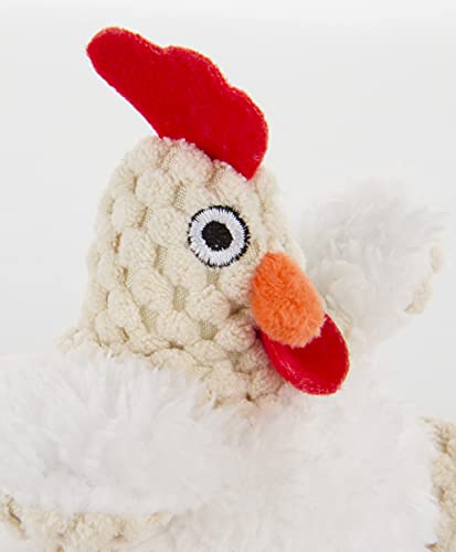 Image of goDog Checkers Just For Me Fat Rooster Squeaky Plush Dog Toy, Chew Guard Technology - White, Mini