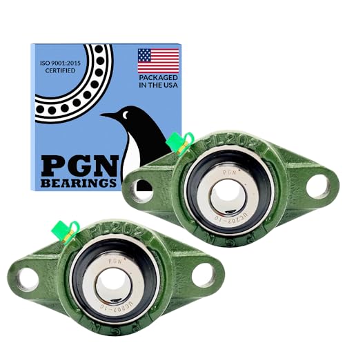 PGN UCFL202-10 Pillow Block Bearing - Pack of 2 Flange Mounted Pillow Block Bearings - Chrome Steel Bearings with 5/8
