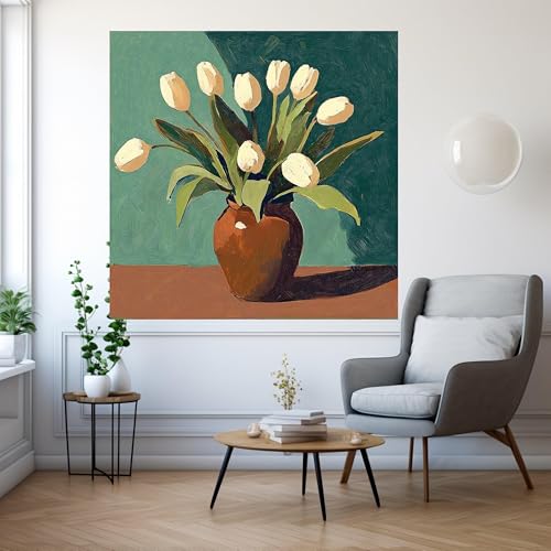Décoration murale minimaliste toile imprimée fleurs 45x45cm - 2