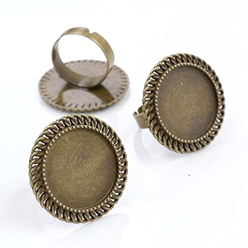 FC-84927 20mm 5pcs Antique Silver Plated and Bronze Brass Adjustable