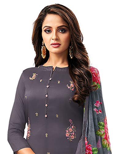 Image of AKHILAM Women's Cotton Blend Embroidered Unstitched Salwar Suit Material(30DMK60 Parent)