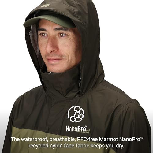 Image of MARMOT Men's PreCip Eco Lightweight & Waterproof Rain Jacket, Rosin Green /Olive Grove, XX-Large
