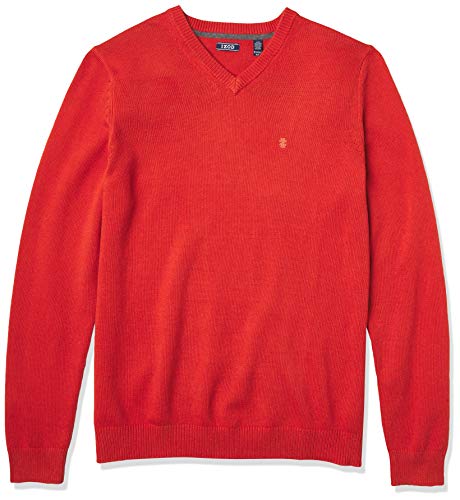 IZOD Men s Big & Tall Big Premium Essentials Solid V-Neck 7 Gauge Sweater, Rooibos Tea, X-Large Tall