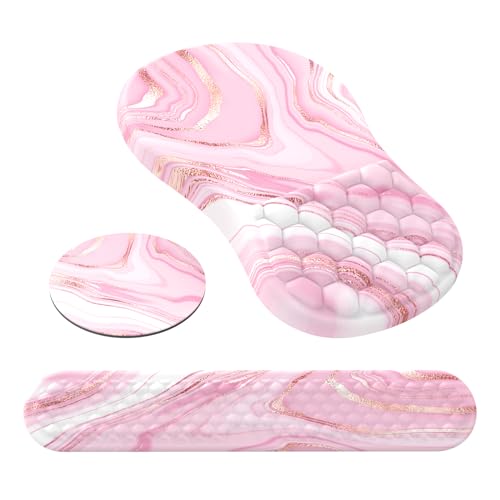 Ergonomic Mouse Pad,SixLoveM Keyboard Wrist Rest, Memory Foam Wrist Rest for Computer Keyboard, Easy Typing, Pain Relief, Mouse Pad Wrist Support for Gaming,Office, Laptop(Pink)