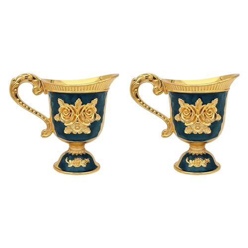 TFAOYS Lujosa copa de metal ornamental con patrón barroco hecho a mano, adecuado para bodas y cenas, vajilla de alta calidad
