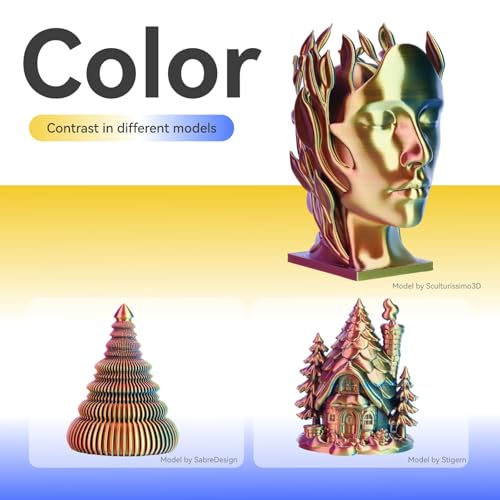 Image of Chitu Systems Conjure Silk PLA 3D Printer Filament, 1.75mm Tri-Color Filament, Silk Blue Gold Red 3D Printing Filament 1KG /2.2lb