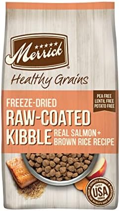 Merrick Healthy Grains Dry Dog Food Freeze-Dried Raw-Coated Kibble High Protein Dog Food Salmon and Brown Rice – 22 lb. Bag Merrick Healthy Grains Dry Dog Food Freeze-Dried Raw-Coated Kibble High Protein Dog Food Salmon and Brown Rice – 22 lb. Bag