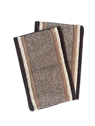 Image of My Home Cotton Door Bath Mat Super Soft Non Slip Mats for Bathroom, Door,Large, Pack of 2 (Brown Luxury)