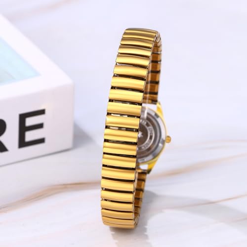 JewelryWe Women's Elastic Band Watch: Round Quartz Stretch Strap Wrist Watch Gold Tone Dress Watch by JewelryWe - Used condition - Image 3