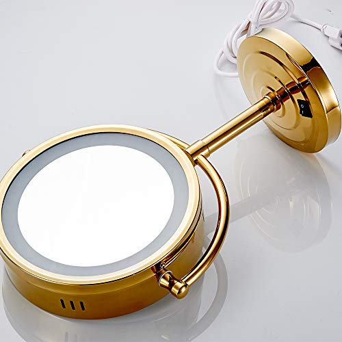 Cavoli 8.5 Inch Led Makeup Mirror With 7X Magnification,Has Three Colors Lights,Extendable Bathroom Mirror,Tabletop Two-Sided,Gold Finish(8.5In,7X) #TOP7