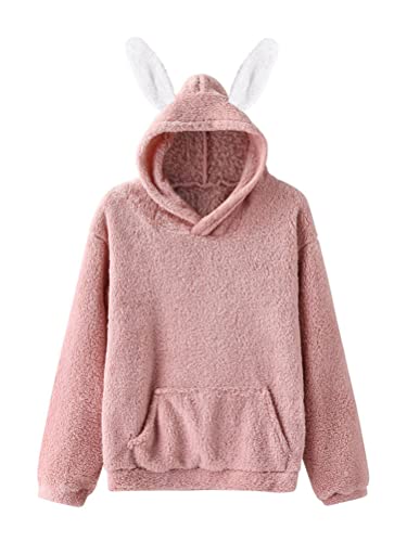 Osheoiso Femme Mode Sweat en Peluche à Capuche Blouson Hiver Grande Taille Peluche Manches Longues Veste Outwear Chaud Doux Automne Parka Hoodie Chic A Rose S Cover