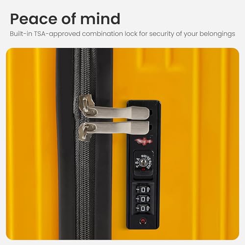 Durable Lightweight 4-Piece Luggage Set with Collapsible Cup Holder and 360° Silent Wheels - Perfect for Stress-Free Travel - Yellow3