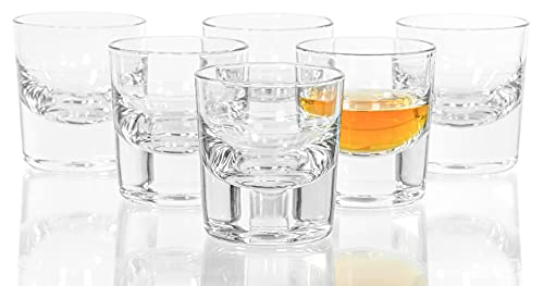 Red Co. Short Heavy Curved Base Clear Shot Glass - Set of 6, 3.25 Oz.