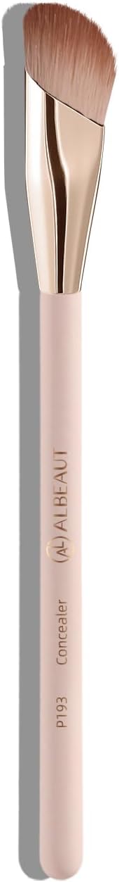 Small Angled Concealer Brush For Under Eye Brightening, Precision Face Makeup Brush (193 concealer brush-Pink)