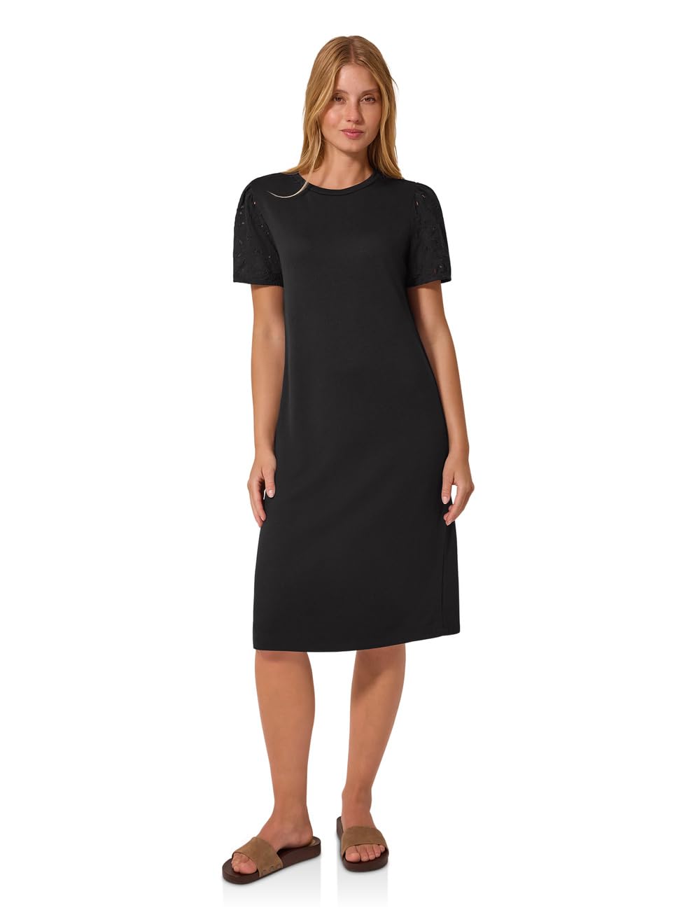 Street One Studio Knielanges Kleid mit Embroidery Ärmeln