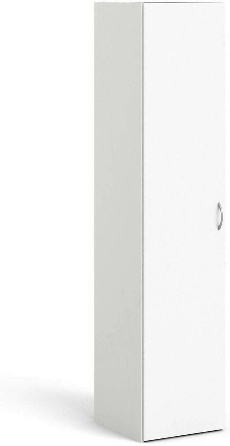 Bissolo Casa Armadio Multiuso Colonna Mod. Space 1 Anta – 39,4x41,5xH175,4 cm Bianco Opaco, 3 Ripiani Regolabili, Maniglia Silver, Kit Smontato